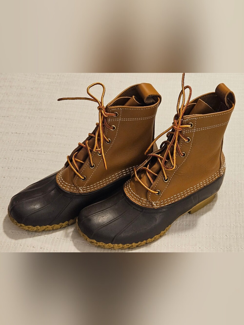 Women's L.L.Bean Original 8" Duck Boots Brown Tan sz 8